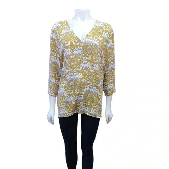 Banana Republic Yellow Grey Boho Tunic Blouse Size XL - Picture 1 of 10